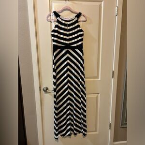 Black and white striped maxi dress